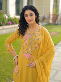 Women's Cotton Straight Suit Set with Thread Embroidery | 3-Piece Ethnic Set