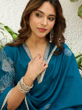 Women's Traditional Kurta Pant Set with Dupatta (Teal)