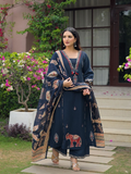 Navy Blue Elephant Motif Heavy Cotton Kurta Set