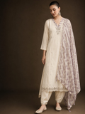 Ivory Silver Embroidered Cotton Silk Kurta Set