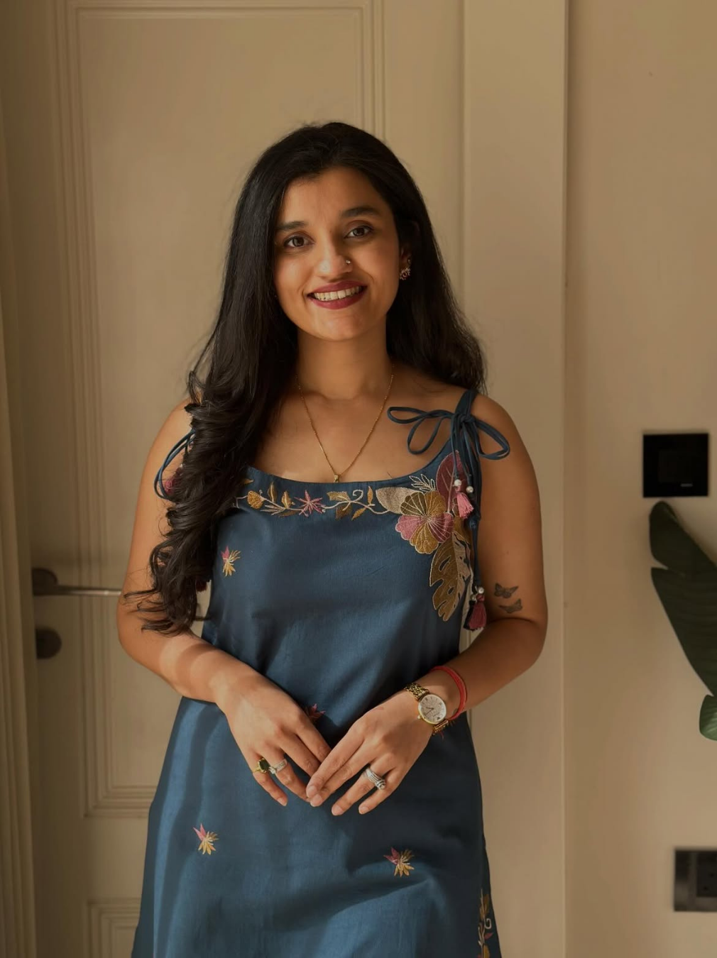 Steel Blue Heavy Embroidered Cotton Flex Kurta Set